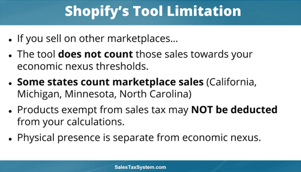 Shopify Sales Tax Tool Limitation
